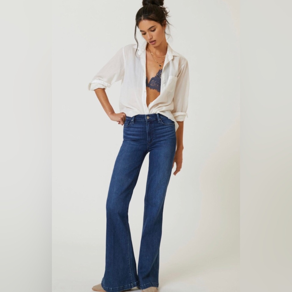 Paige Genevieve High Risk Flare Dark Blue Jeans. Size 27